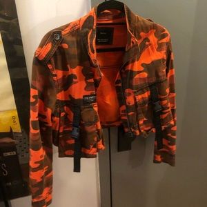 Orange camouflage women’s jacket, size small